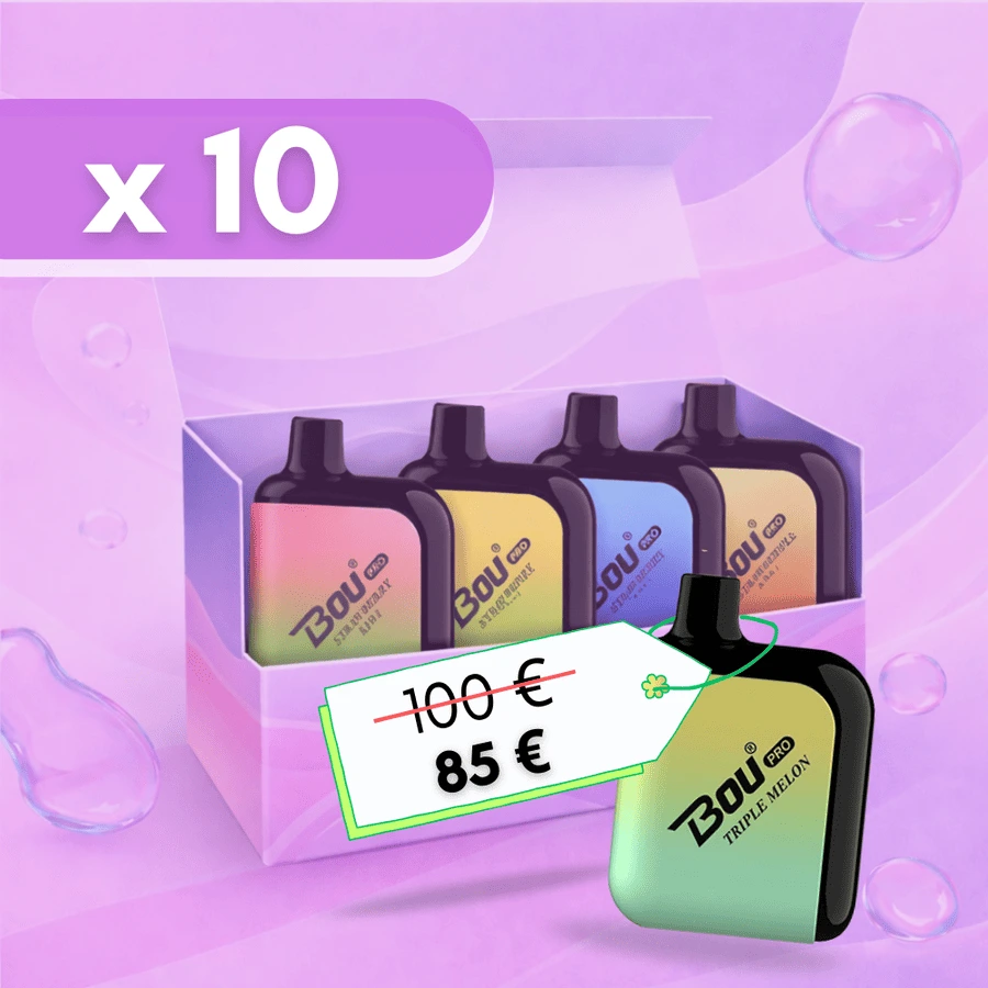 pack de 10 dispositivos de vapeo bou pro a 85 € 7000 caladas por vaper