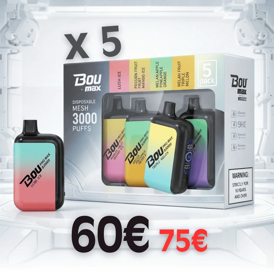 pack de 5 vapers bou pro max 30000 caladas