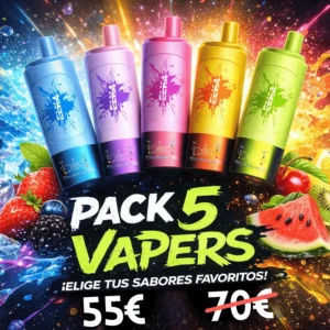 pack de vapers de 5 vapers elka 4 sabores en un mismo dispositivo y 85000caladas