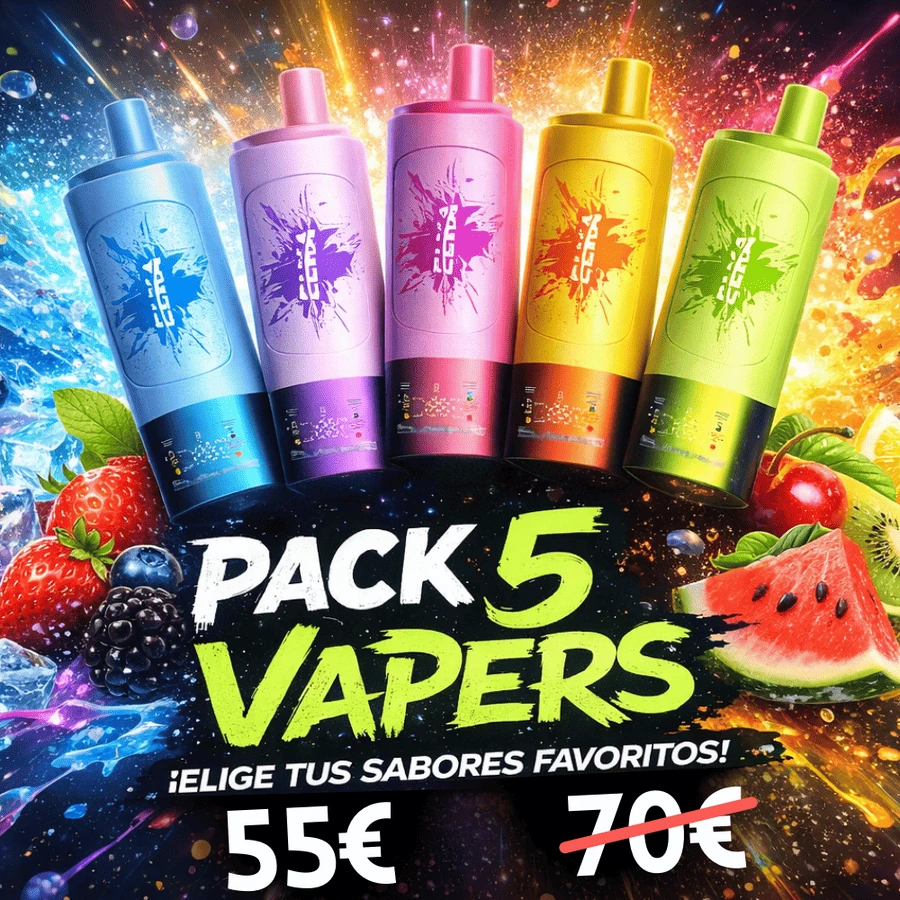 pack de vapers de 5 vapers elka 4 sabores en un mismo dispositivo y 85000caladas